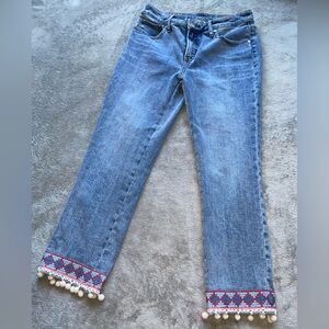 Chicos So Slimming Girlfriend SlimLeg Embellished Cropped Jeans Women’s Size 2r
